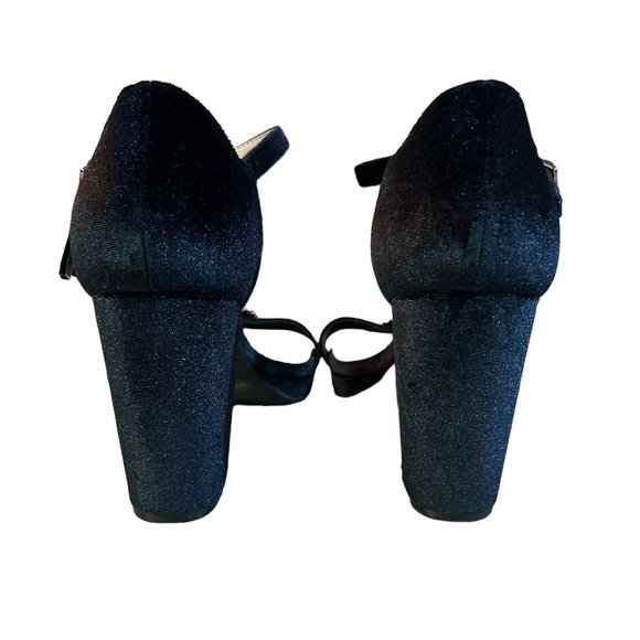 NWT Alex Marie Janessa Black Velvet Jewel Buckle Platform Dress Sandals 8 - Picture 6 of 7